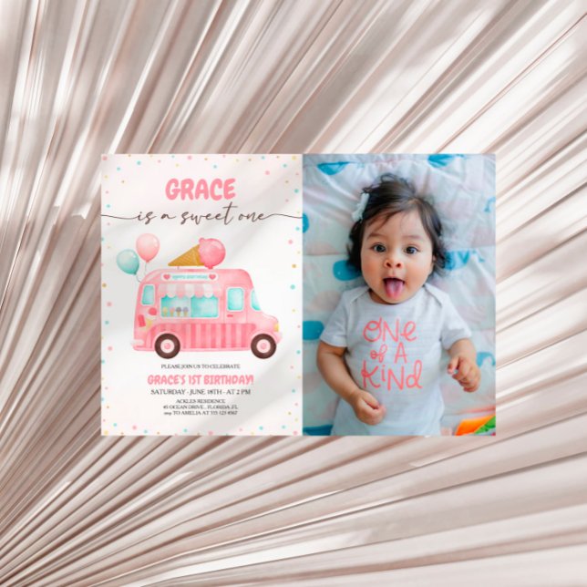 Ice Cream Truck Here's The Scoop Birthday Photo Invitation (Creator Uploaded)