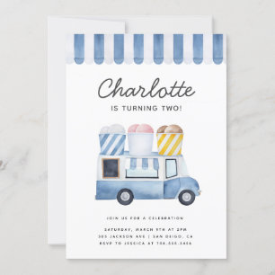 Ice Cream Truck Kids Birthday Party Modern Invitation