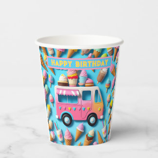 " ICE-CREAM TRUCK " PAPER CUPS