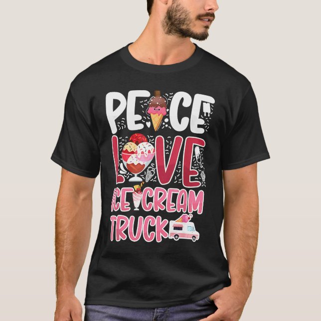 Ice Cream Truck  Peace Love Ice Cream Truck Van Co T-Shirt (Front)