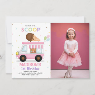 Ice Cream Truck Photo Birthday  Invitation
