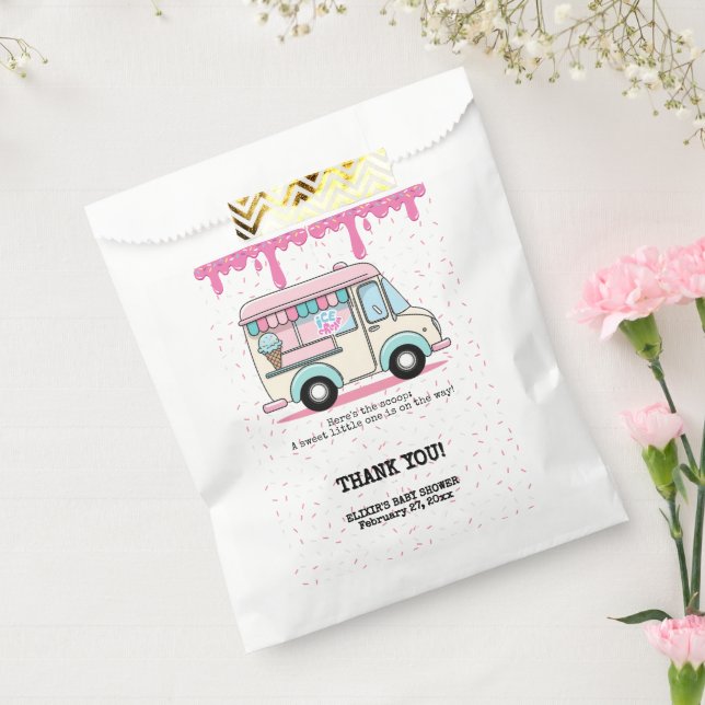 Ice Cream Truck Scoop Sprinkles Baby Shower Favour Bag (Sealed)