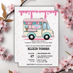 Ice Cream Truck Scoop Sprinkles Baby Shower Invitation