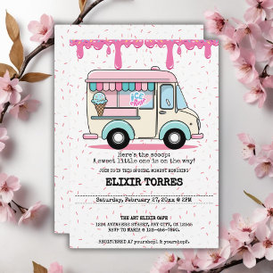 Ice Cream Truck Scoop Sprinkles Baby Shower Invitation