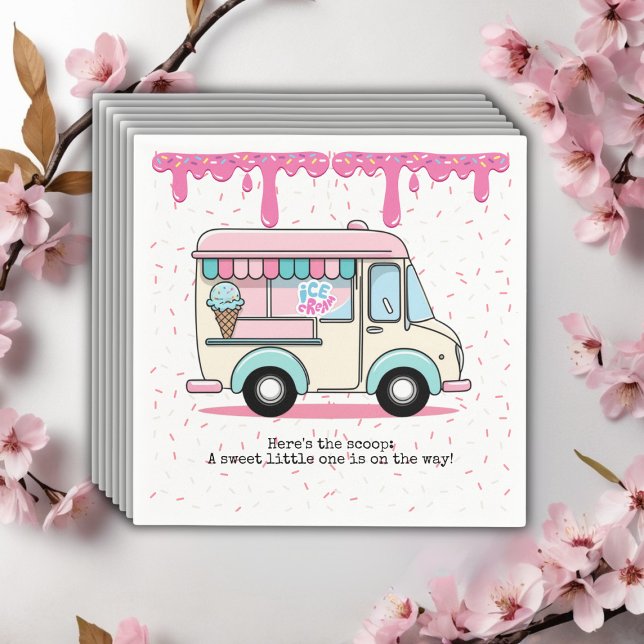 Ice Cream Truck Scoop Sprinkles Baby Shower Napkin (Creator Uploaded)