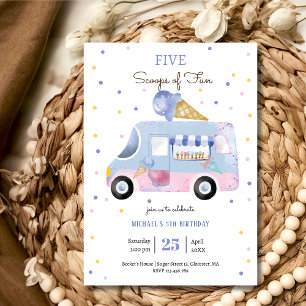 Ice cream truck Scoops of fun kids birthday Invitation