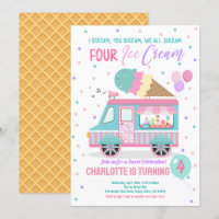 Ice Cream Truck Scream Four Ice Cream 4th Birthday