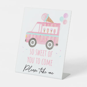 Ice Cream Truck So Sweet Birthday Favour Pedestal Sign