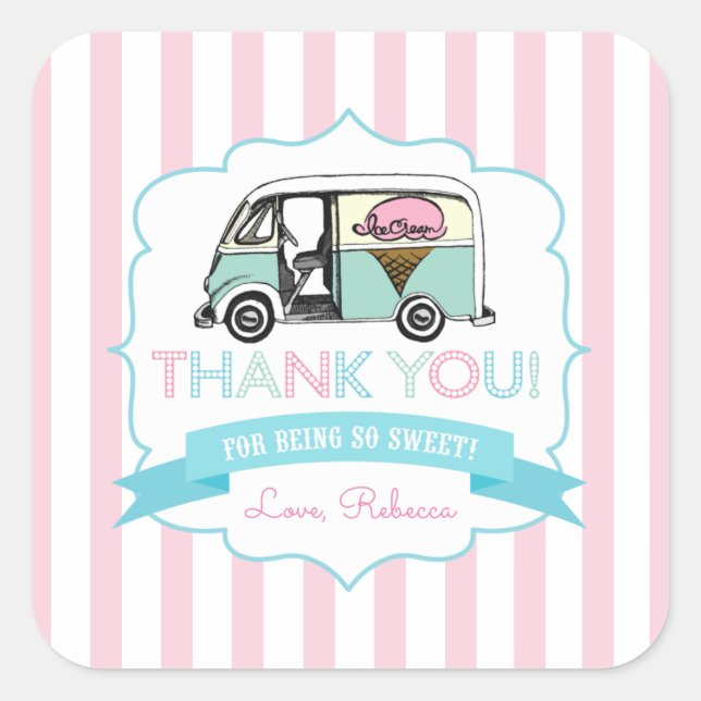 Ice Cream Truck Thank You Stickers (Front)