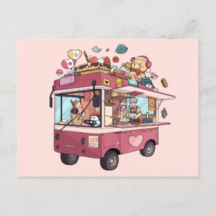 Ice cream truck van  postcard
