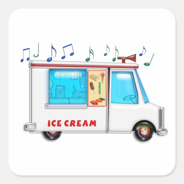 Ice Cream Truck with Music Square Sticker (Front)