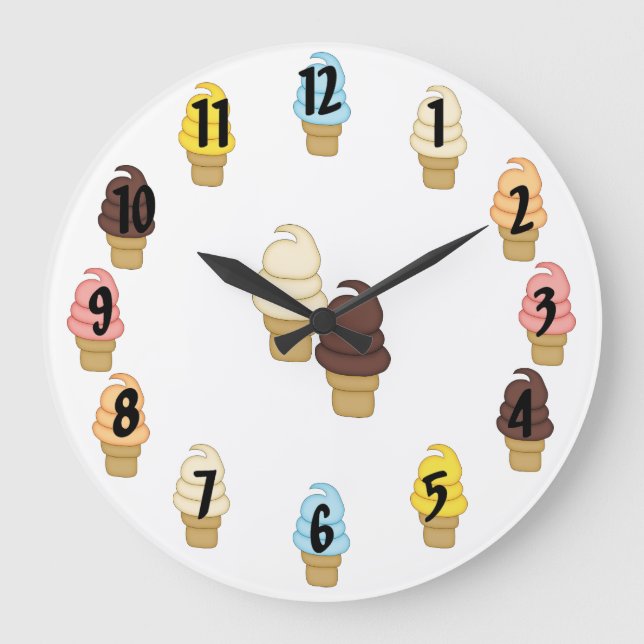 Ice Cream Twist Cones Large Clock (Front)