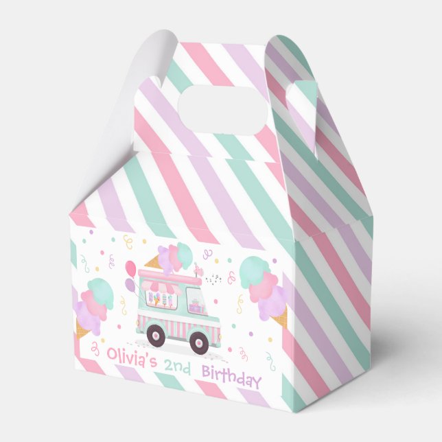 Ice Cream Two Sweet 2nd Birthday Party Gift Favour Box (Front Side)