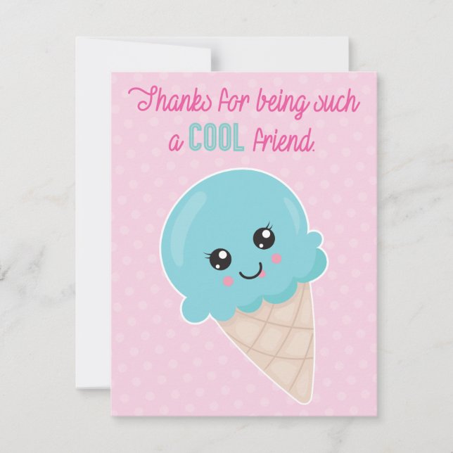 Ice Cream Valentine's day classroom card (Front)