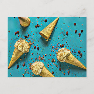 Ice cream waffle cones postcard