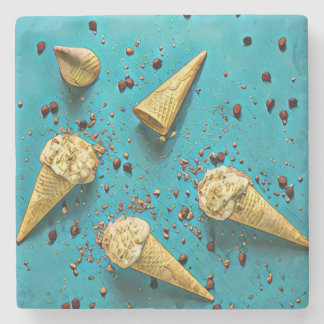 Ice cream waffle cones stone coaster