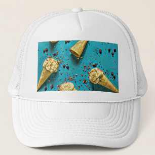 Ice cream waffle cones trucker hat