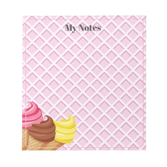 Ice Cream Waffle pink Notepad (Front)