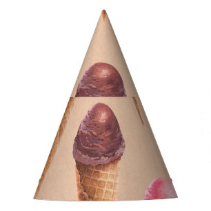 Ice Cream Watercolor Seamless Illustration Party Hat