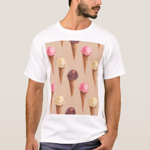 Ice Cream Watercolor Seamless Illustration T-Shirt