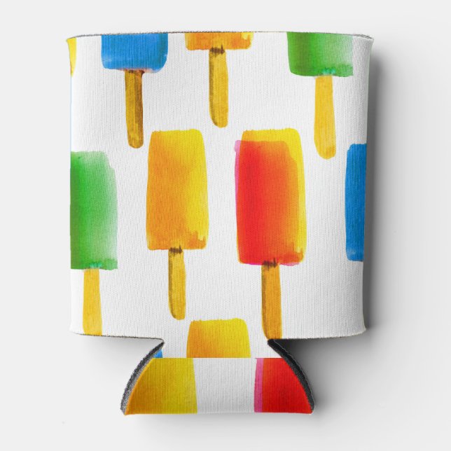 Ice Cream Watercolor Sweet Pattern Can Cooler (Front)