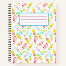 Ice cream watercolour pattern notebook.