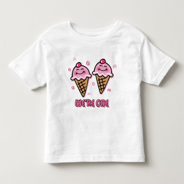 Ice Cream We're One Twin Girls Toddler T-Shirt (Front)
