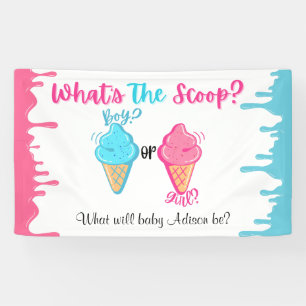Ice Cream What's the Scoop Gender Reveal  Banner