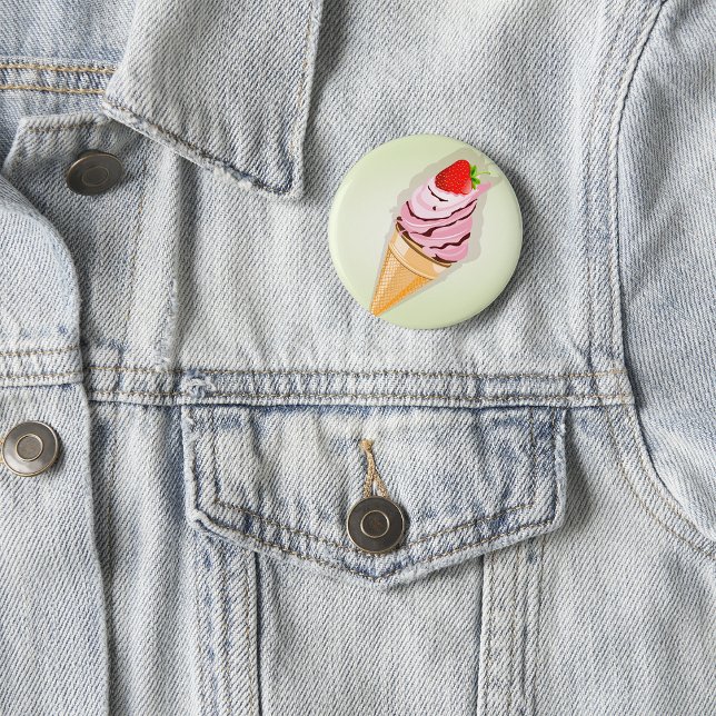 Ice Cream With A Strawberry 6 Cm Round Badge (Creator Uploaded)