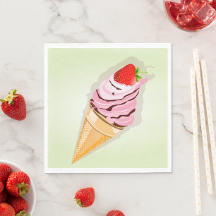 Ice Cream With A Strawberry Napkin