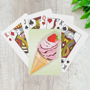 Ice Cream With A Strawberry Playing Cards