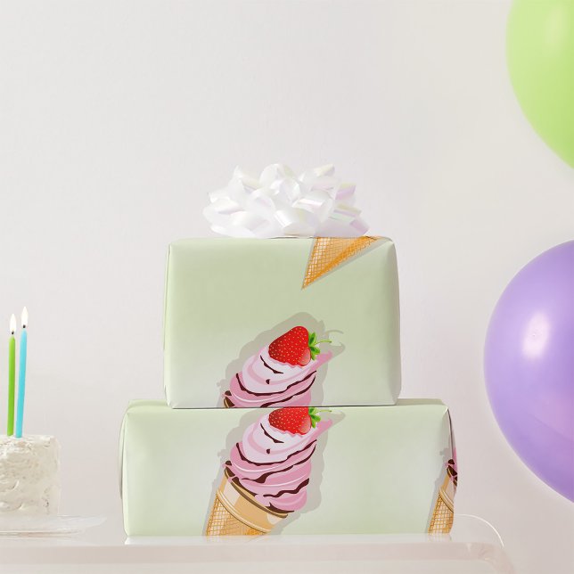 Ice Cream With A Strawberry Wrapping Paper (Creator Uploaded)