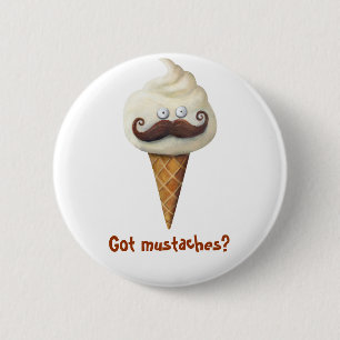Ice Cream with Moustaches 6 Cm Round Badge