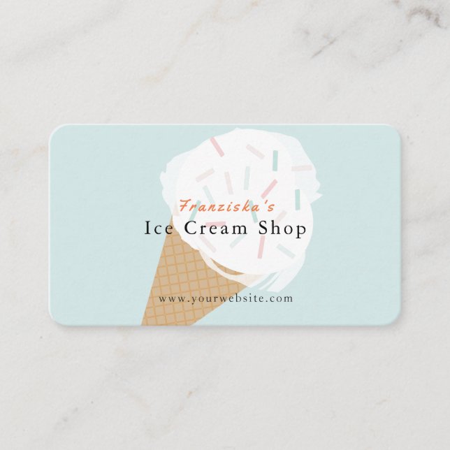 Ice Cream with Sprinkles Blue Shop Business Card (Front)