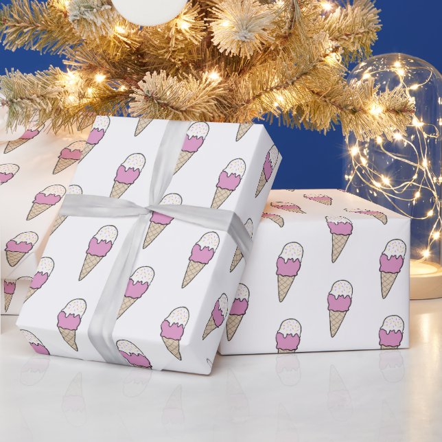Ice Cream with Sprinkles Modern Colourful Cute Gif Wrapping Paper (Holidays)