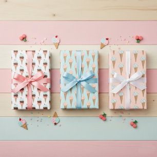 Ice Cream with Sprinkles Modern Colourful Cute Gif Wrapping Paper Sheet