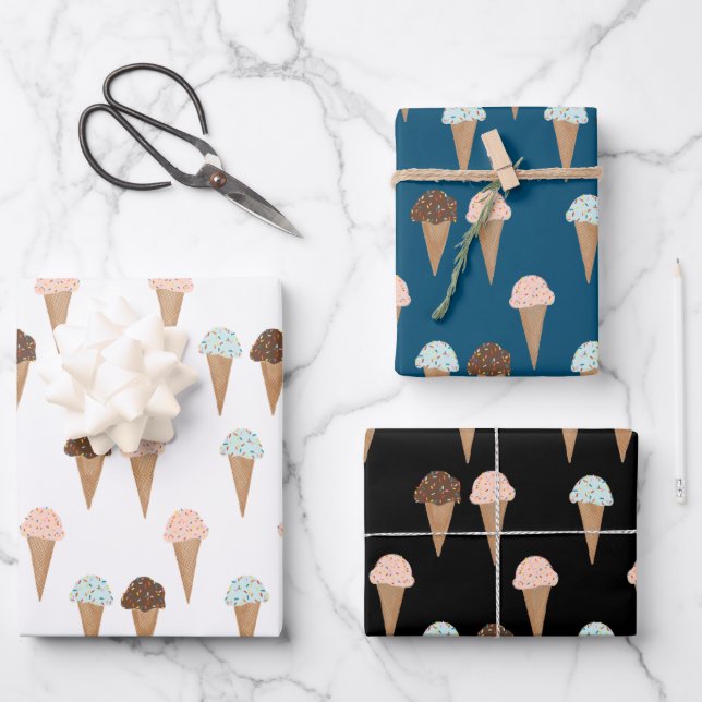 Ice Cream with Sprinkles Modern Colourful Cute Gif Wrapping Paper Sheet (Front)