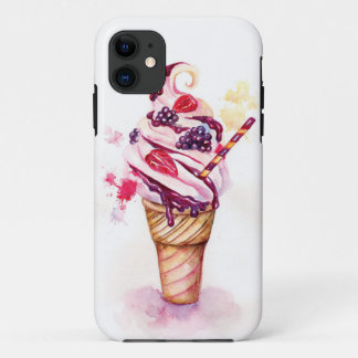 Ice cream with strawberry and blackberry iPhone 11 case
