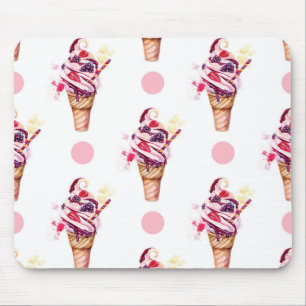 Ice cream with strawberry and blackberry mouse pad