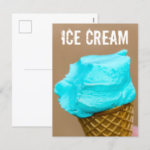 Ice cream with waffle macro holiday postcard
