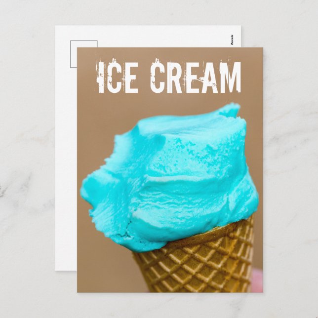 Ice cream with waffle macro holiday postcard (Front/Back)