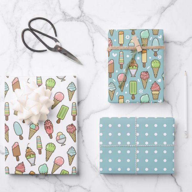 Ice Cream Wrapping Paper, Dessert Gift Wrap (Front)