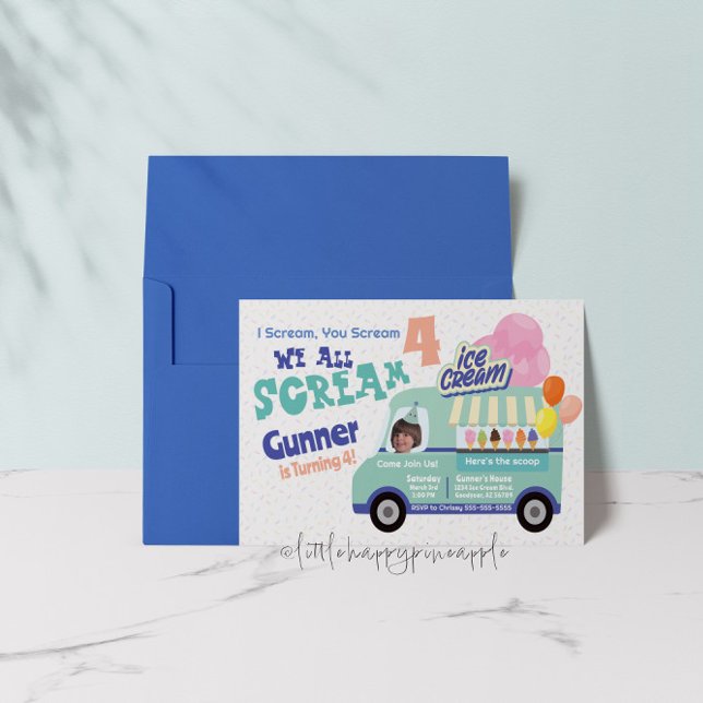Ice Cream You Scream Fourth Birthday Invitations (Creator Uploaded)