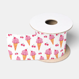 Ice creams & cherries satin ribbon