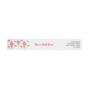 Ice creams & cherries wrap around label