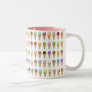 "Ice Creams of Many Flavors" Pattern Two-Tone Coffee Mug