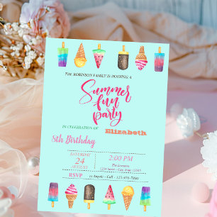 Ice Creams Summer Birthday Party Invitation