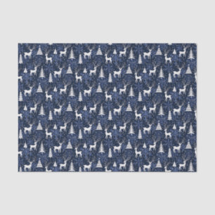 Ice Crystal Christmas Deer Cobalt Blue Tissue Paper