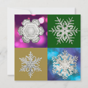 Ice Crystal Snowflake Geometry Multi-Colour Holiday Card