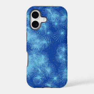 Ice crystal starbursts, blue background